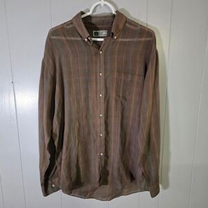 Windsor Shirt Company Mens XL Brown Plaid Button Down Long Sleeve Dress Shirt